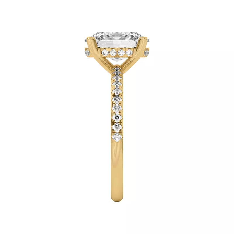 Classic Hidden Halo Pavé Oval Engagement Ring