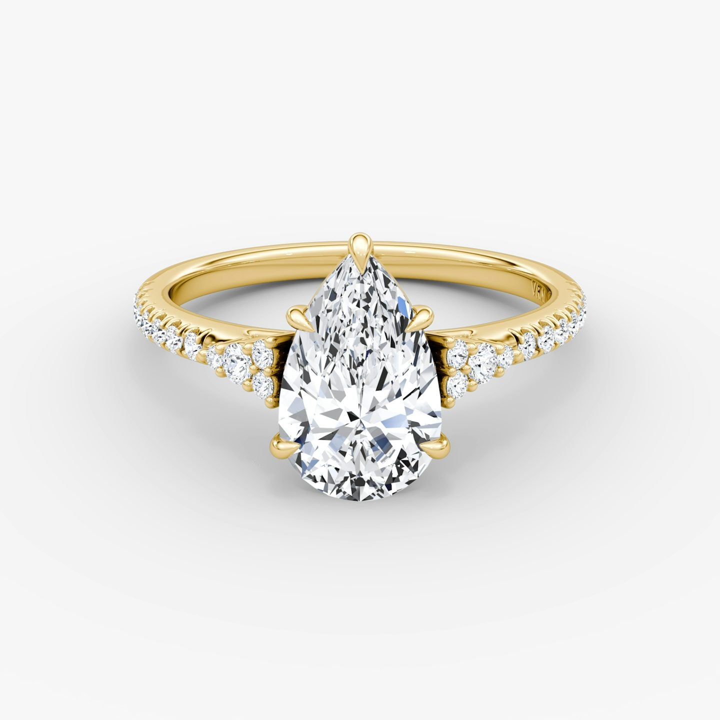 The Side Cluster Cathedral Pear Engagement Ring