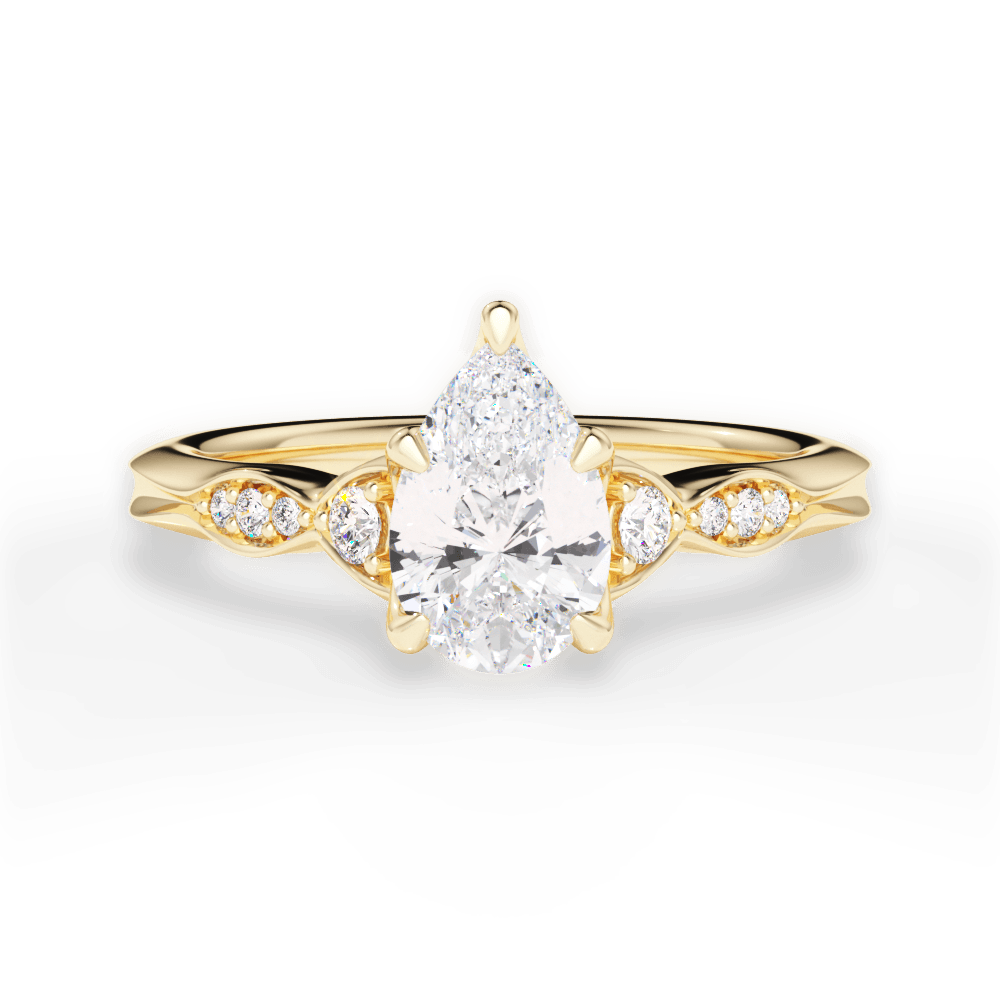 Pear Cut Vintage Diamond Accent Engagement Ring