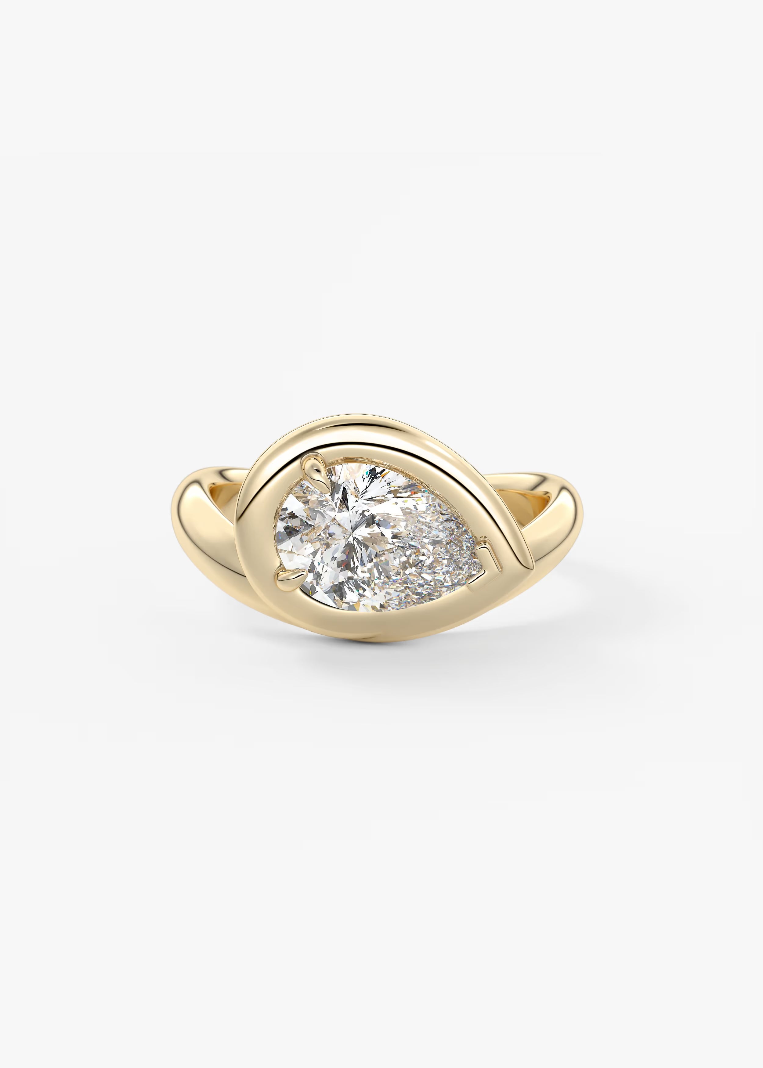 Chunky Pear Cut Collet Engagement Ring