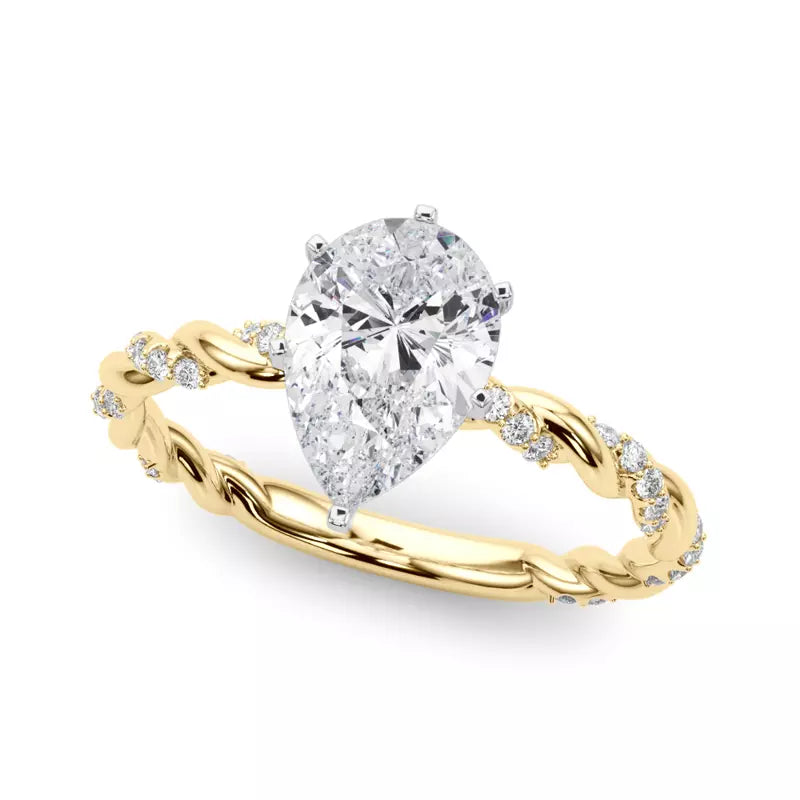 lab Diamond Pear Twist Engagement Ring
