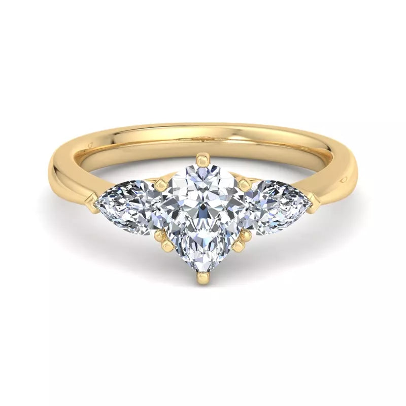 Three-Stone Lab Pear Engagement Ring