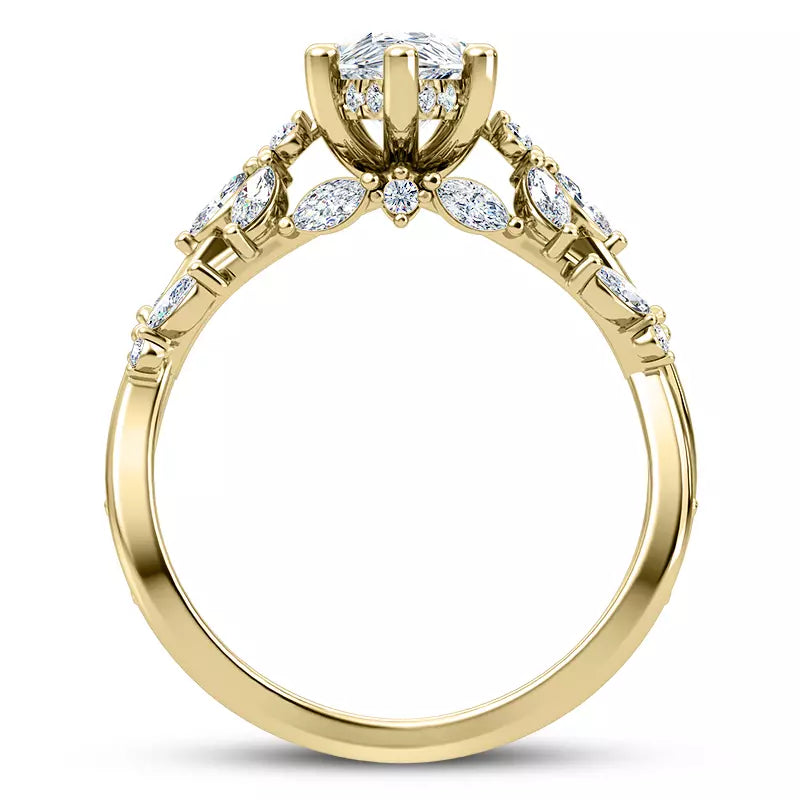 Butterfly And Bee Vine Twist Pear Engagement Ring