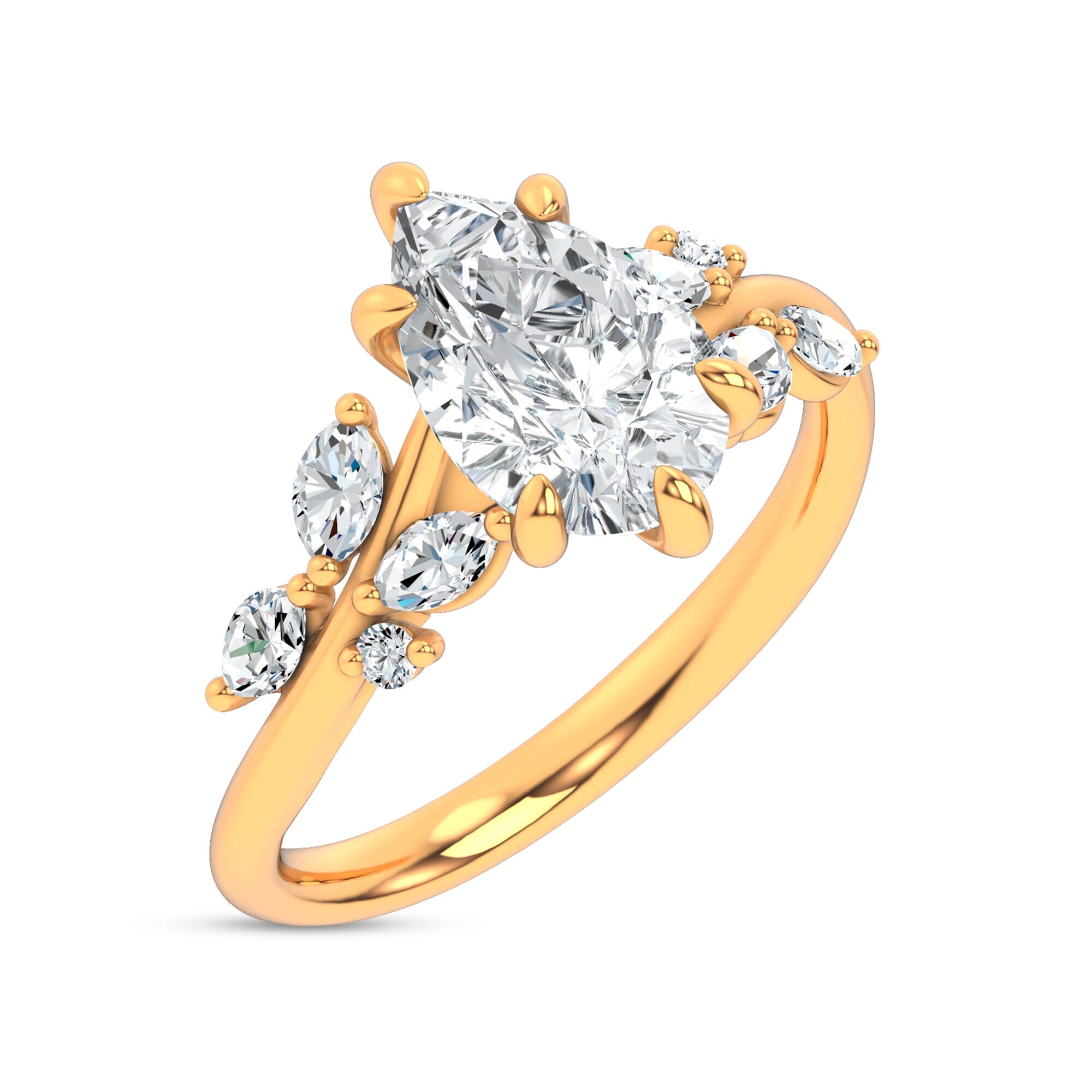 Nature-Inspired Engagement Pear Ring