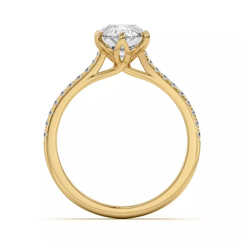 Tulip Inspired 6 Prong Pear Engagement Ring