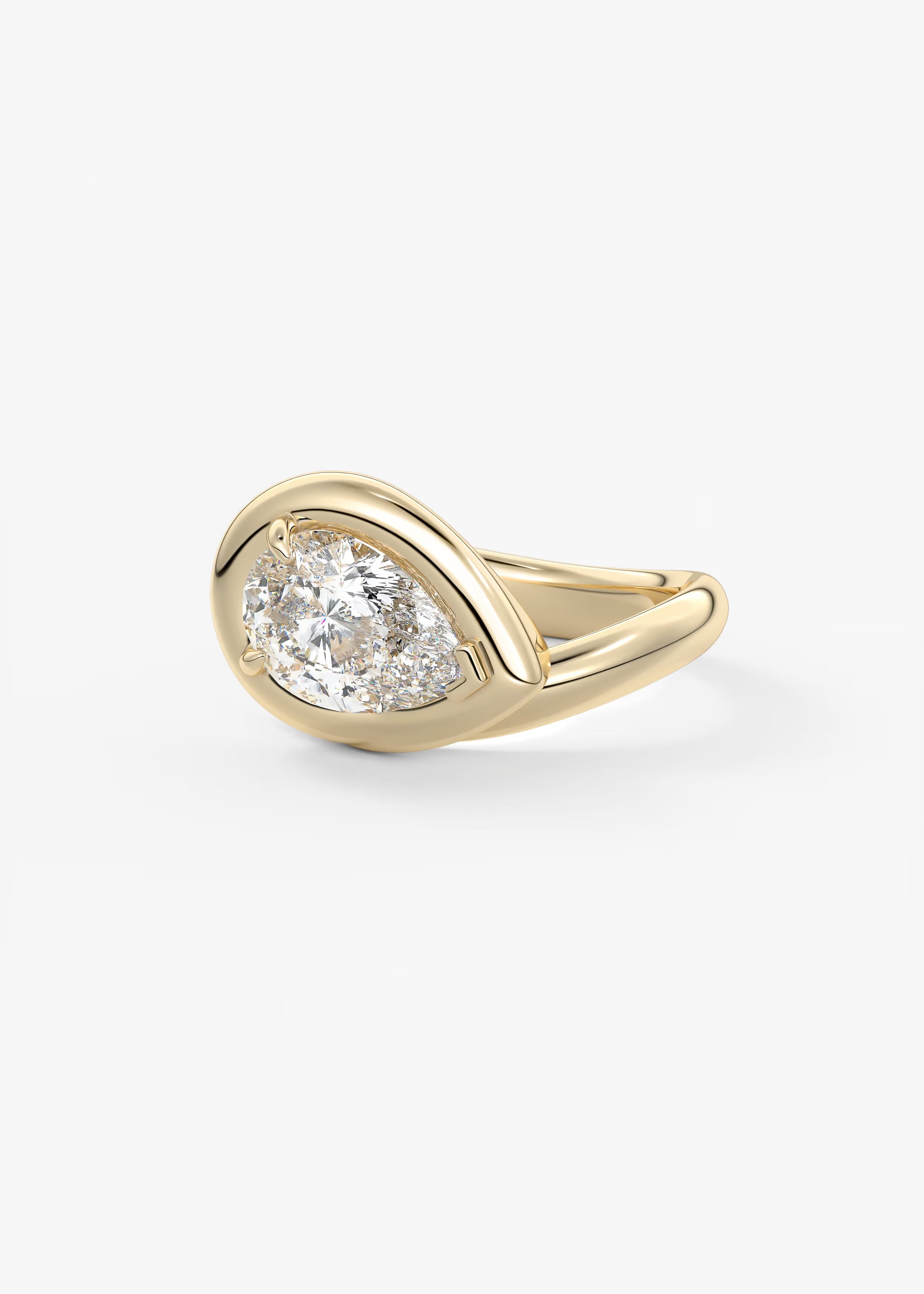 Chunky Pear Cut Collet Engagement Ring