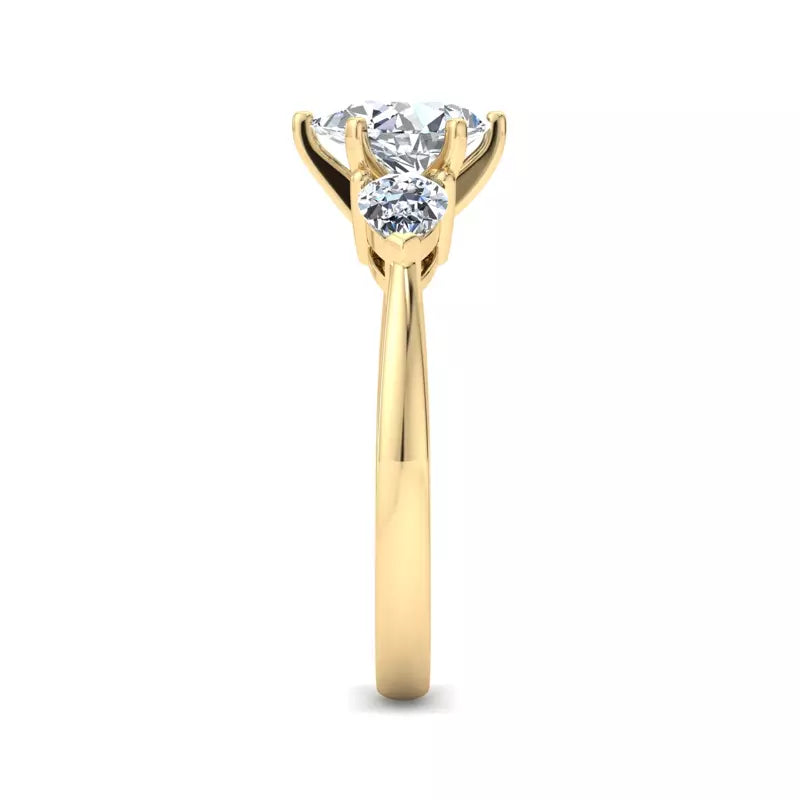Three-Stone Lab Pear Engagement Ring