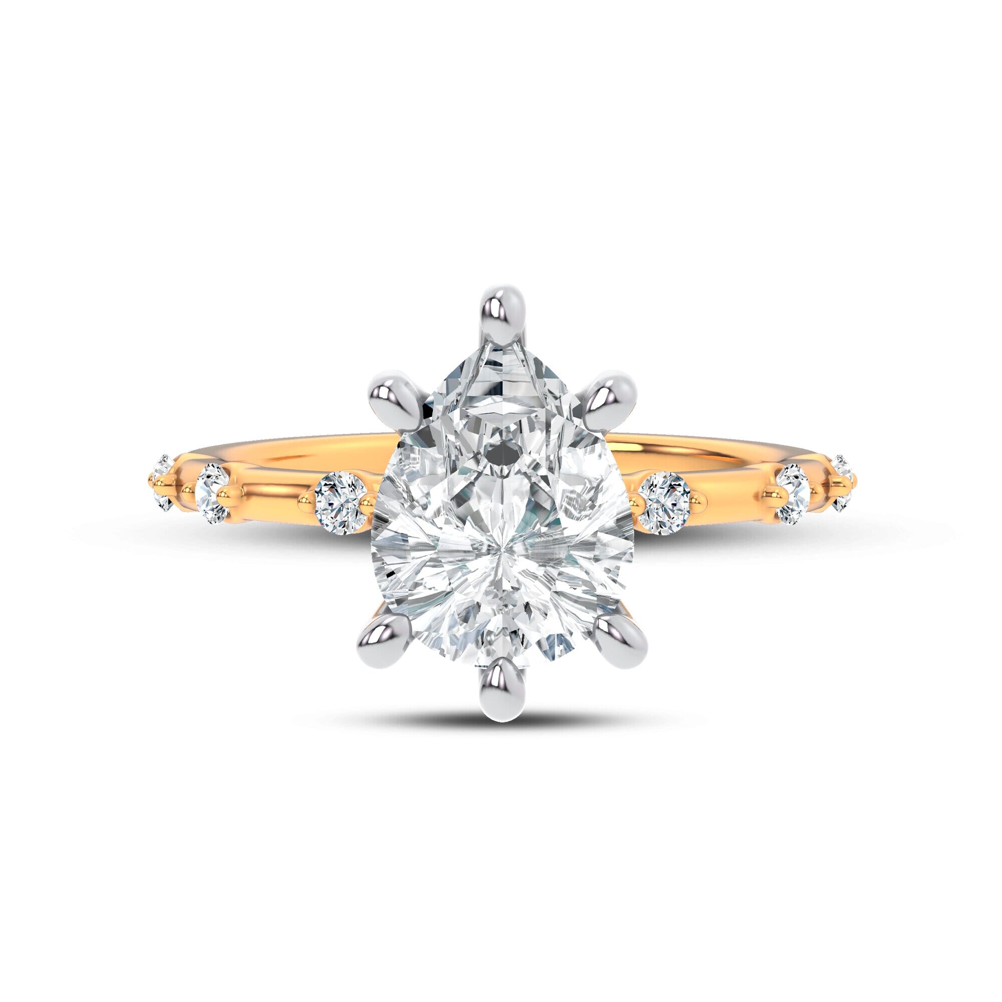 Starlight Spaced Diamond Engagement Pear Ring