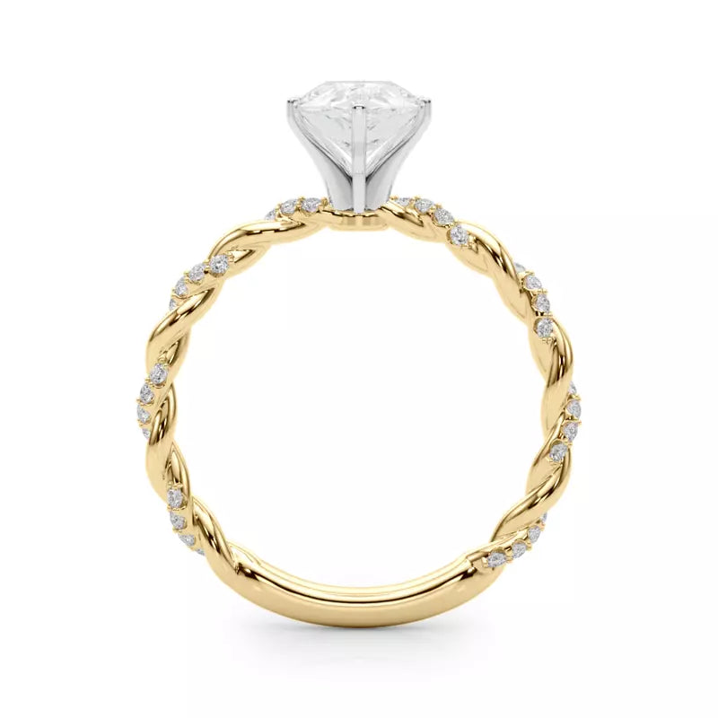 lab Diamond Pear Twist Engagement Ring