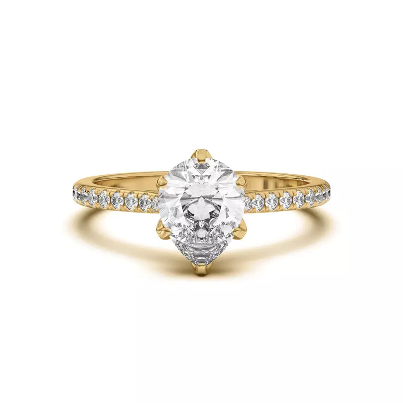 Tulip Inspired 6 Prong Pear Engagement Ring