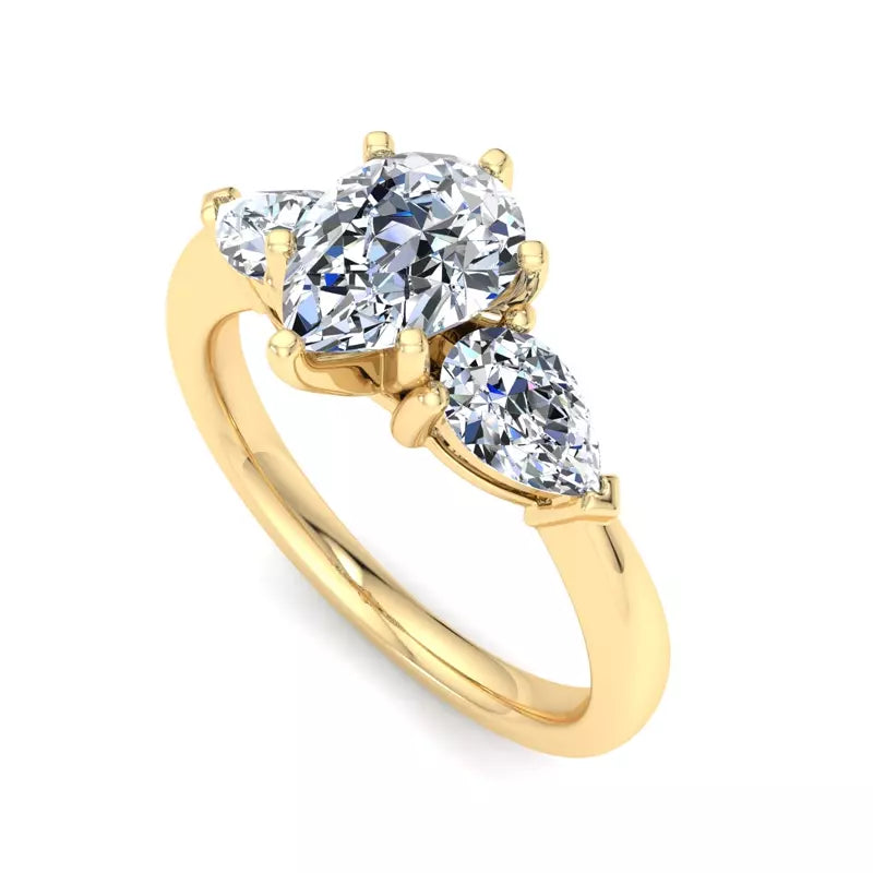Three-Stone Lab Pear Engagement Ring