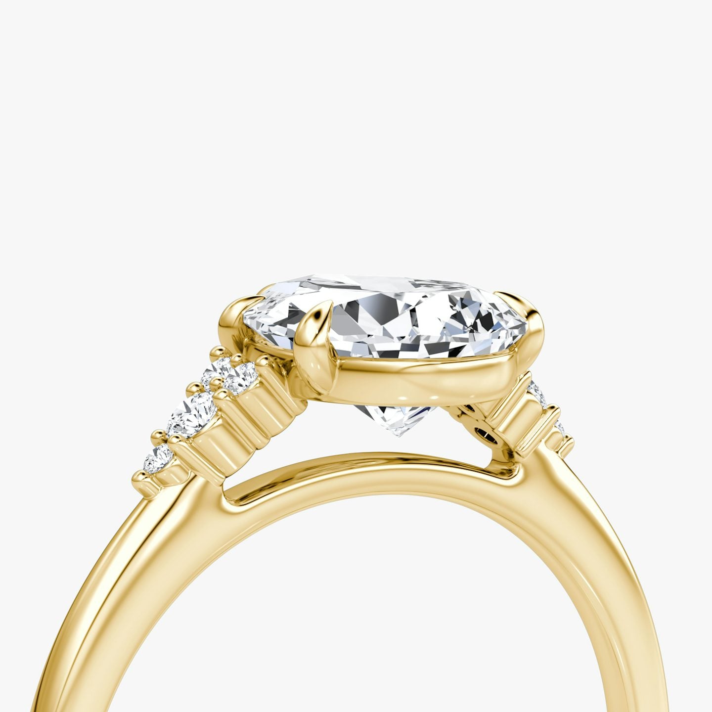The Side Cluster Cathedral Pear Engagement Ring