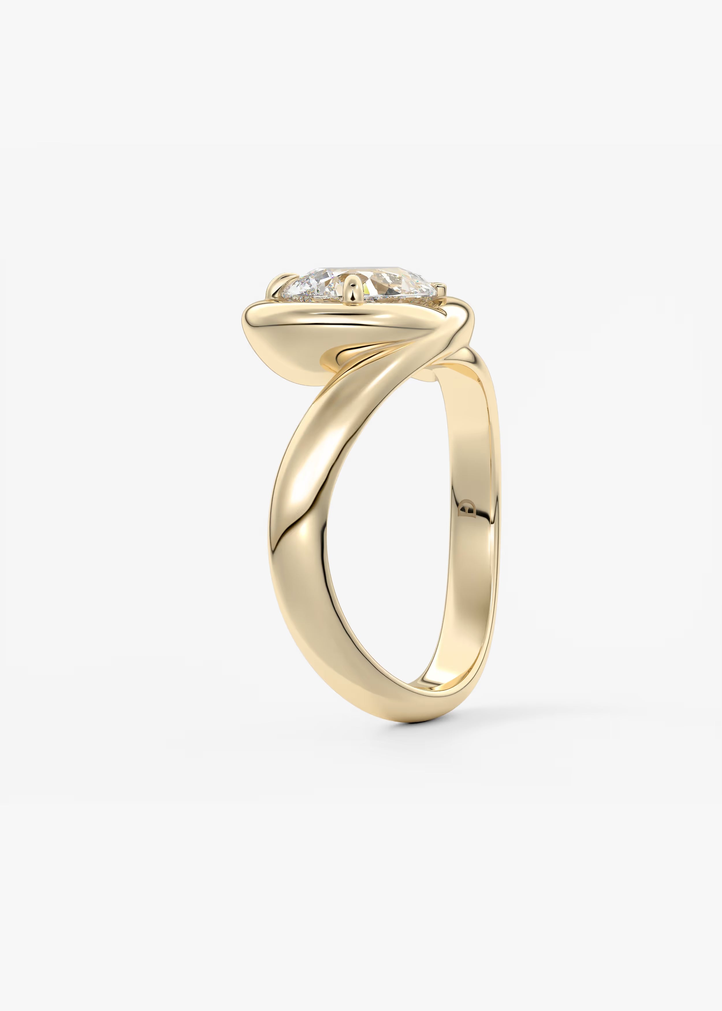 Chunky Pear Cut Collet Engagement Ring