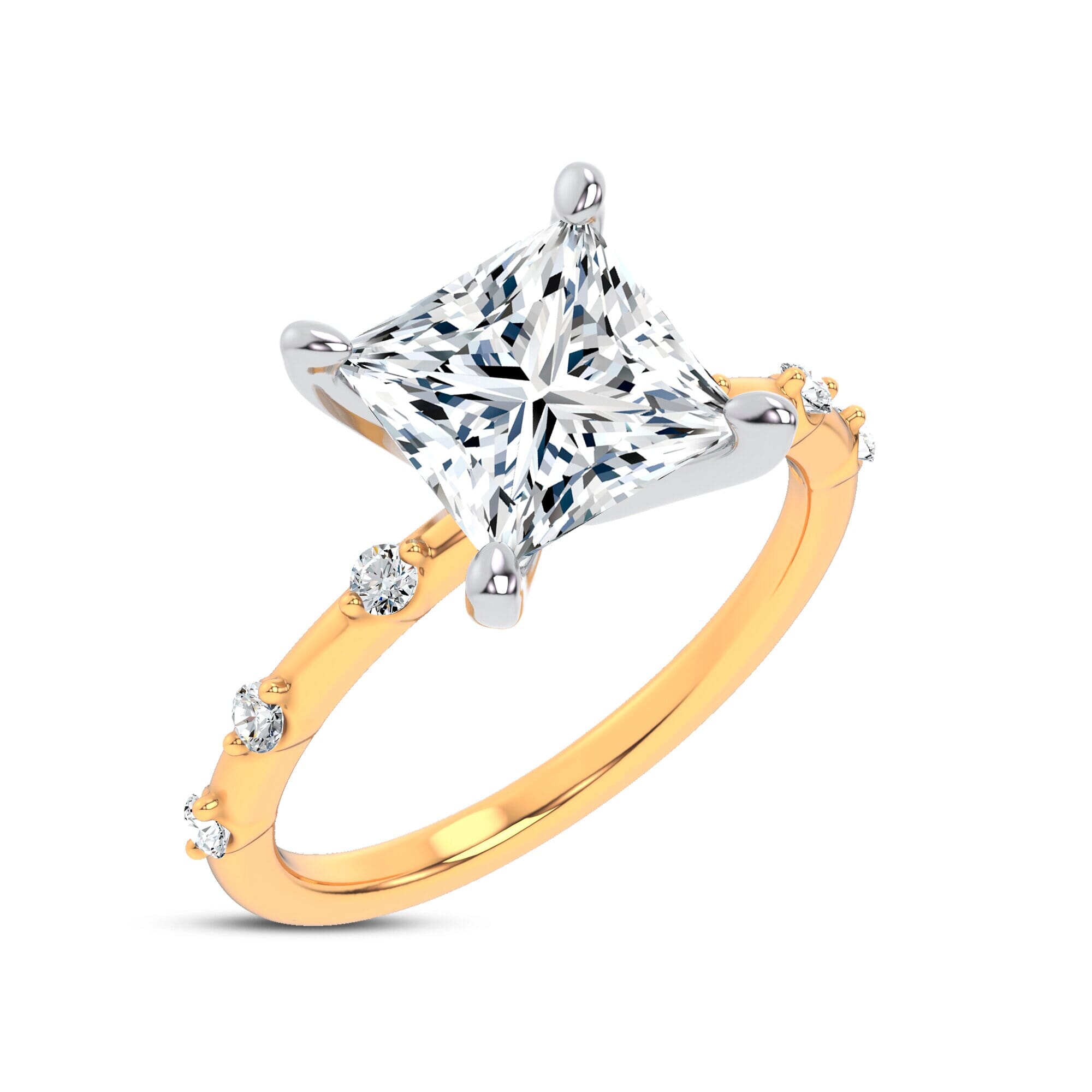 Starlight Spaced Diamond Engagement Princess Ring