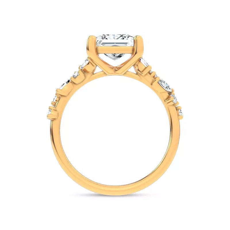 Scattered Diamond Princess Engagement Ring