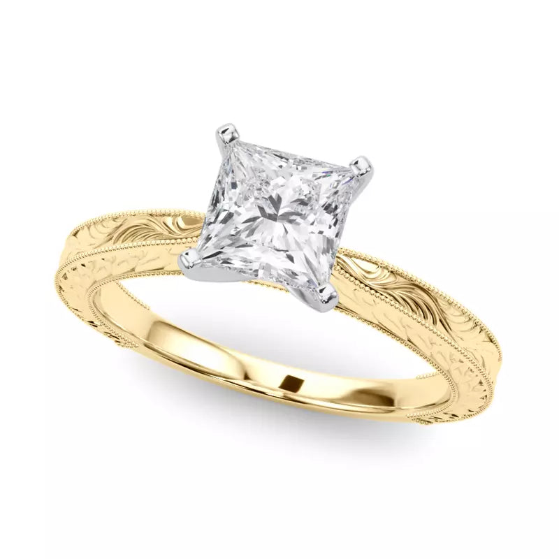 Vintage-Inspired Solitaire Engagement Princess Ring