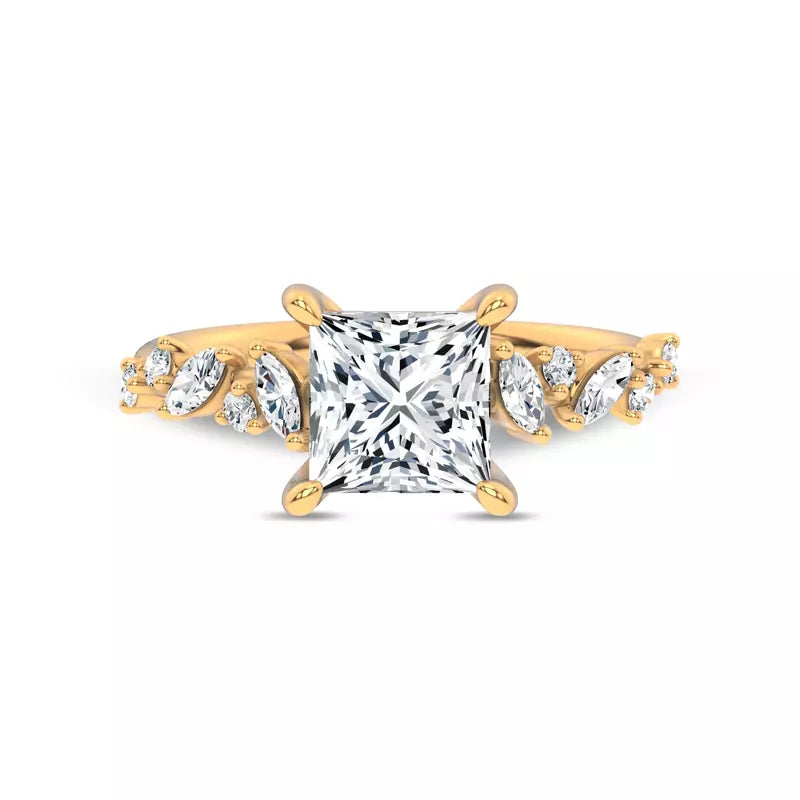 Scattered Diamond Princess Engagement Ring