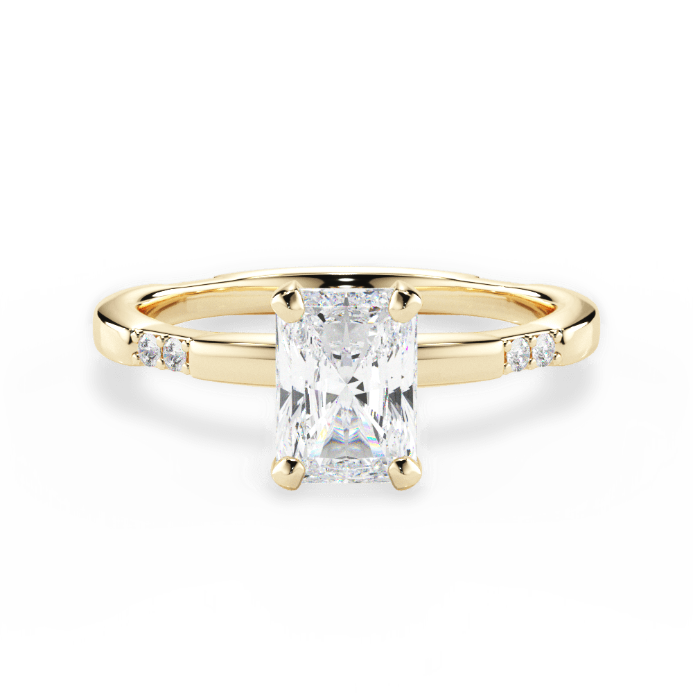 Radiant Cut Tapered Diamond Engagement Ring