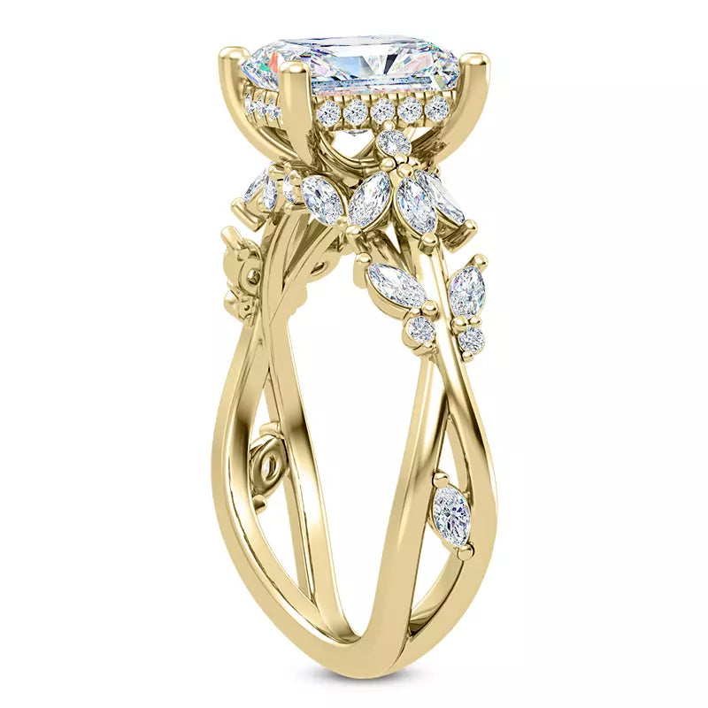 Butterfly And Bee Vine Twist Radiant Engagement Ring