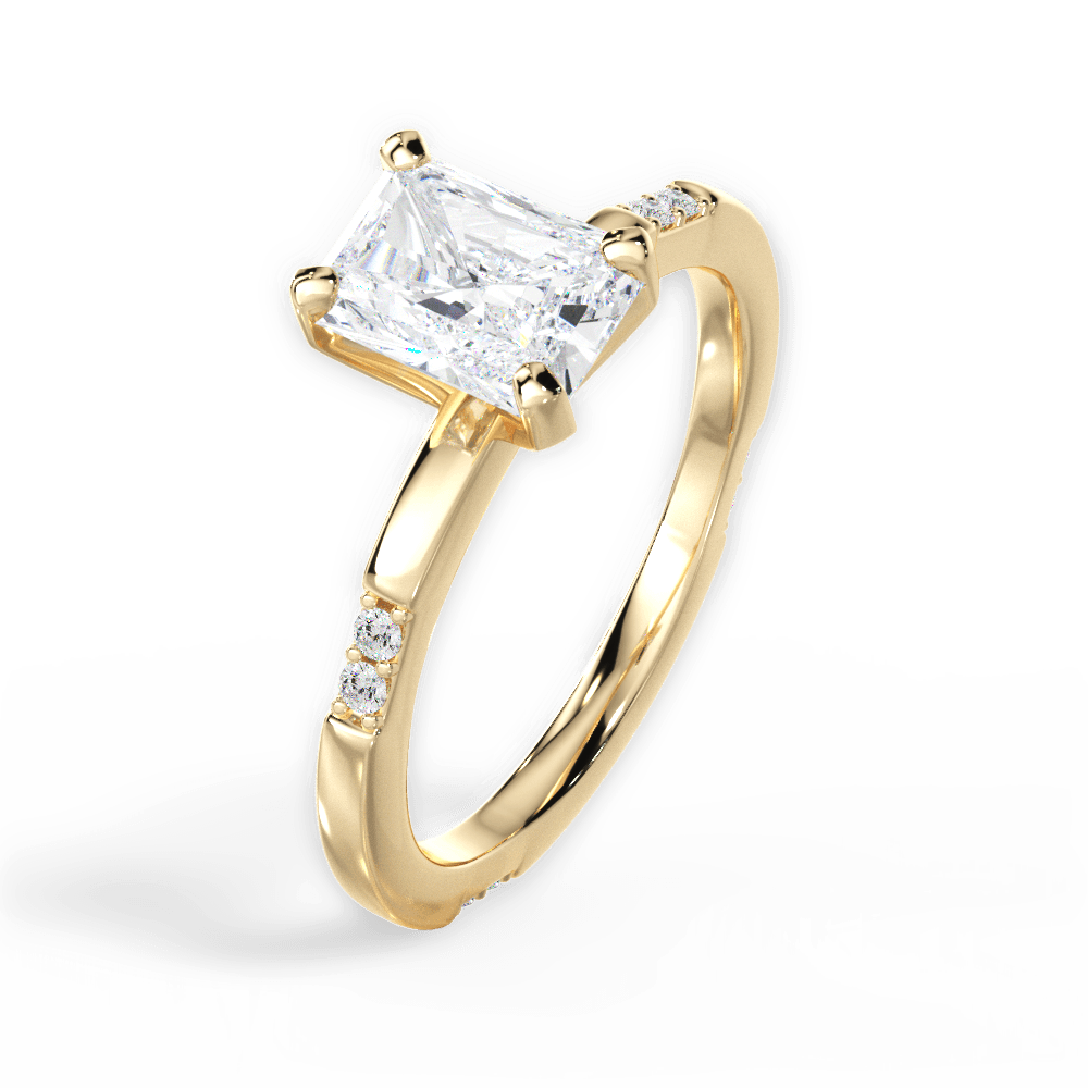 Radiant Cut Tapered Diamond Engagement Ring
