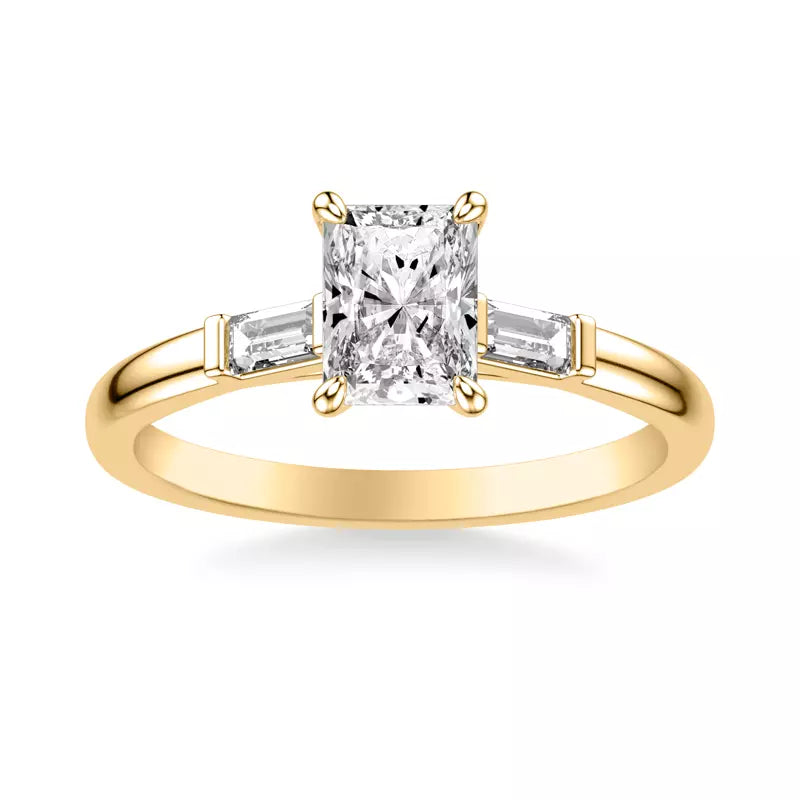 Classic 3-Stone Engagement Radiant Ring