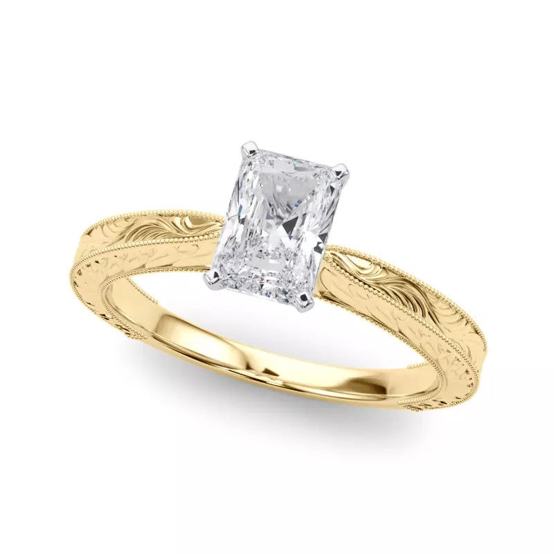 Vintage-Inspired Solitaire Engagement Radiant Ring