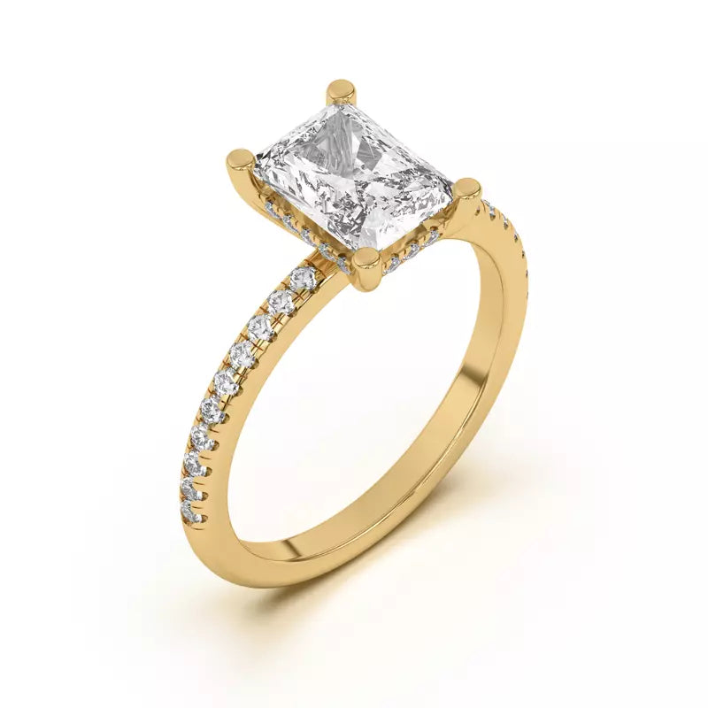 Classic Hidden Halo Pavé Radiant Engagement Ring