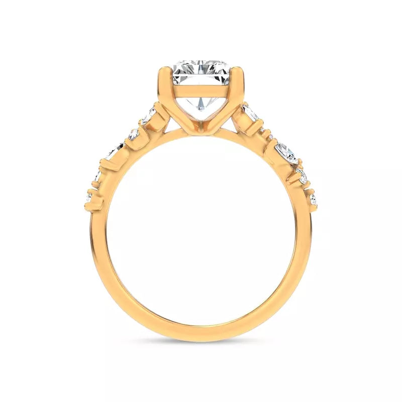 Scattered Diamond Radiant Engagement Ring