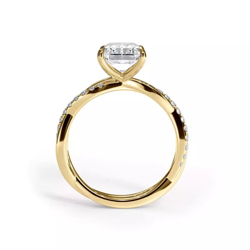 Pavé Twist Radiant Engagement Ring