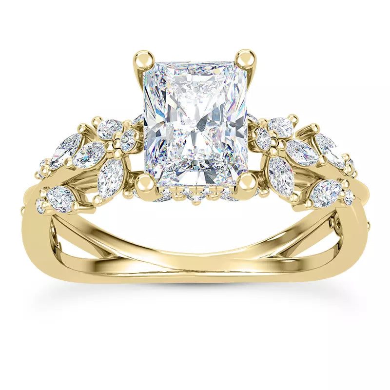 Butterfly And Bee Vine Twist Radiant Engagement Ring
