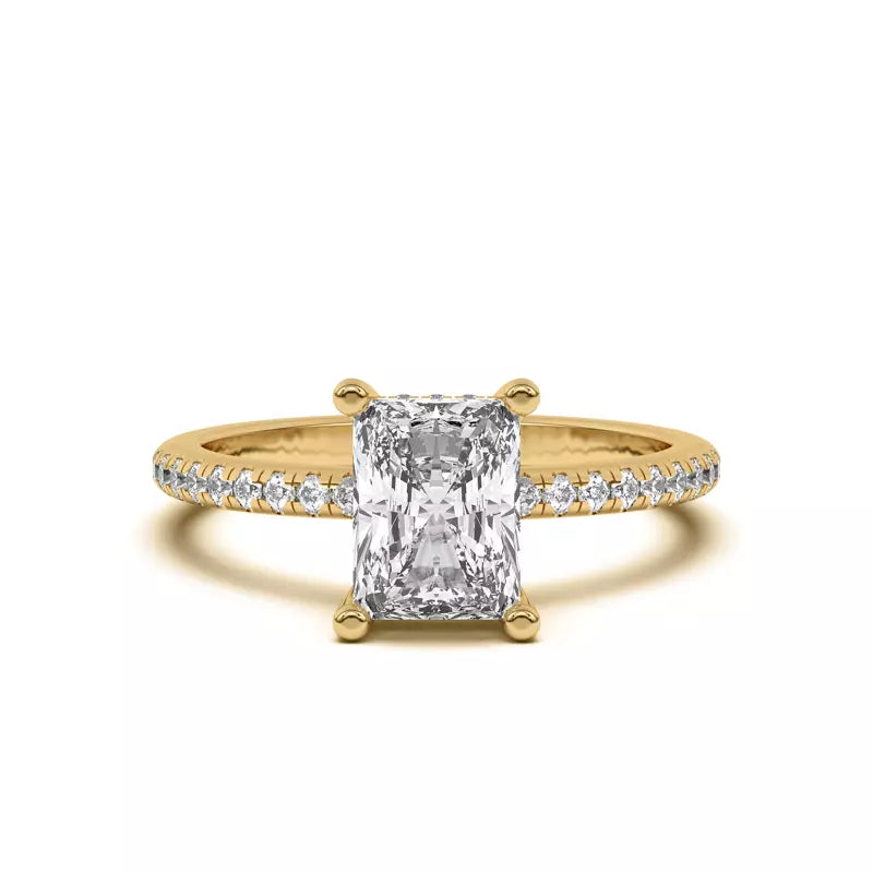 Classic Hidden Halo Pavé Radiant Engagement Ring