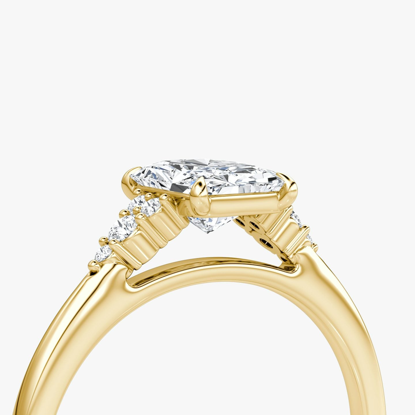 The Side Cluster Cathedral Radiant Engagement Ring