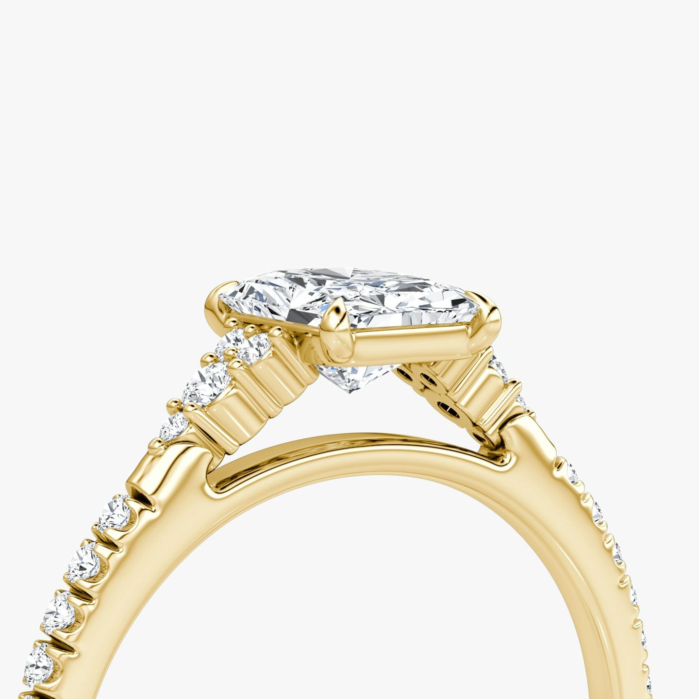 The Side Cluster Cathedral Radiant Engagement Ring