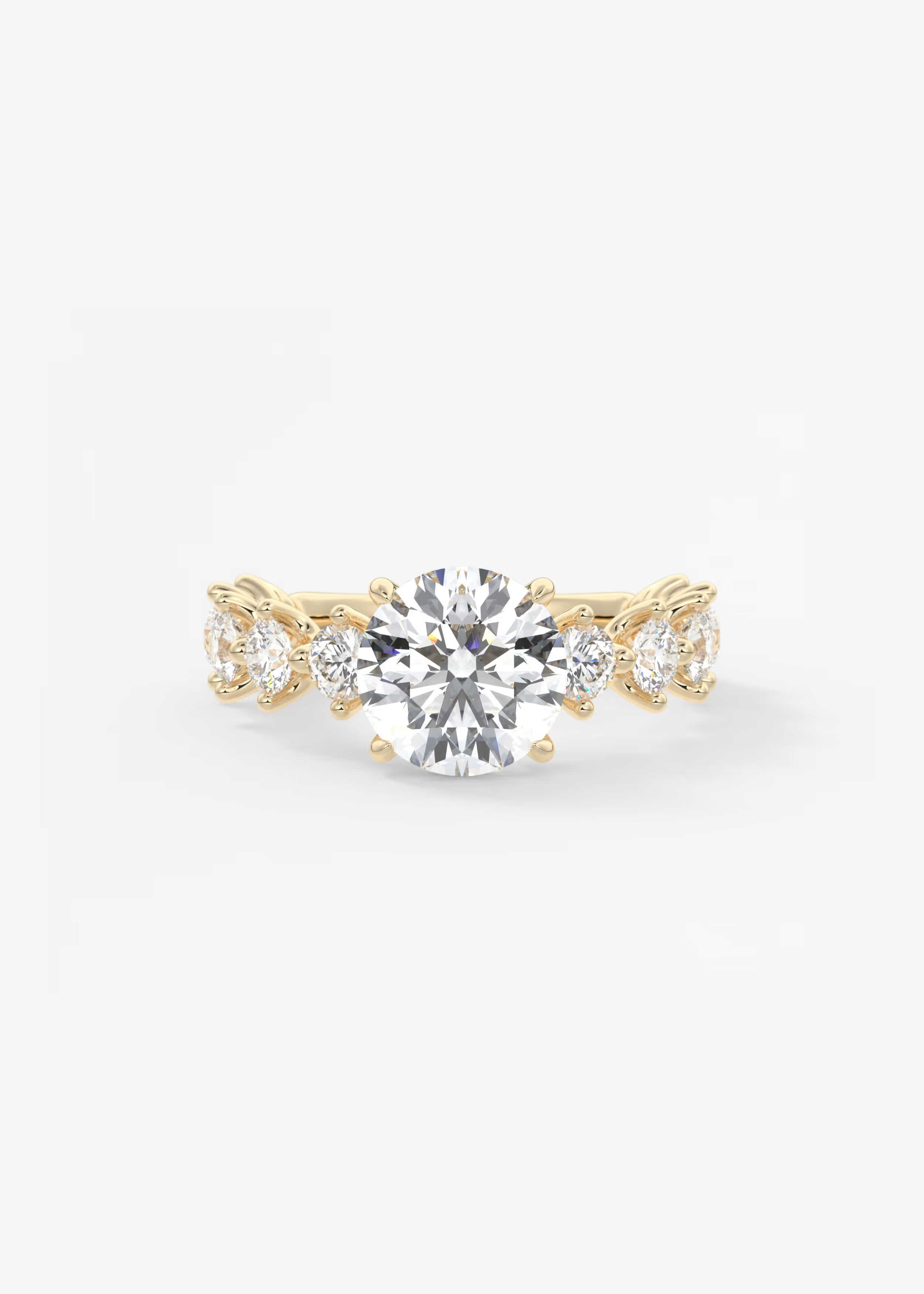 Round Diamond Engagement Ring with Mixed Shape Eternity Band