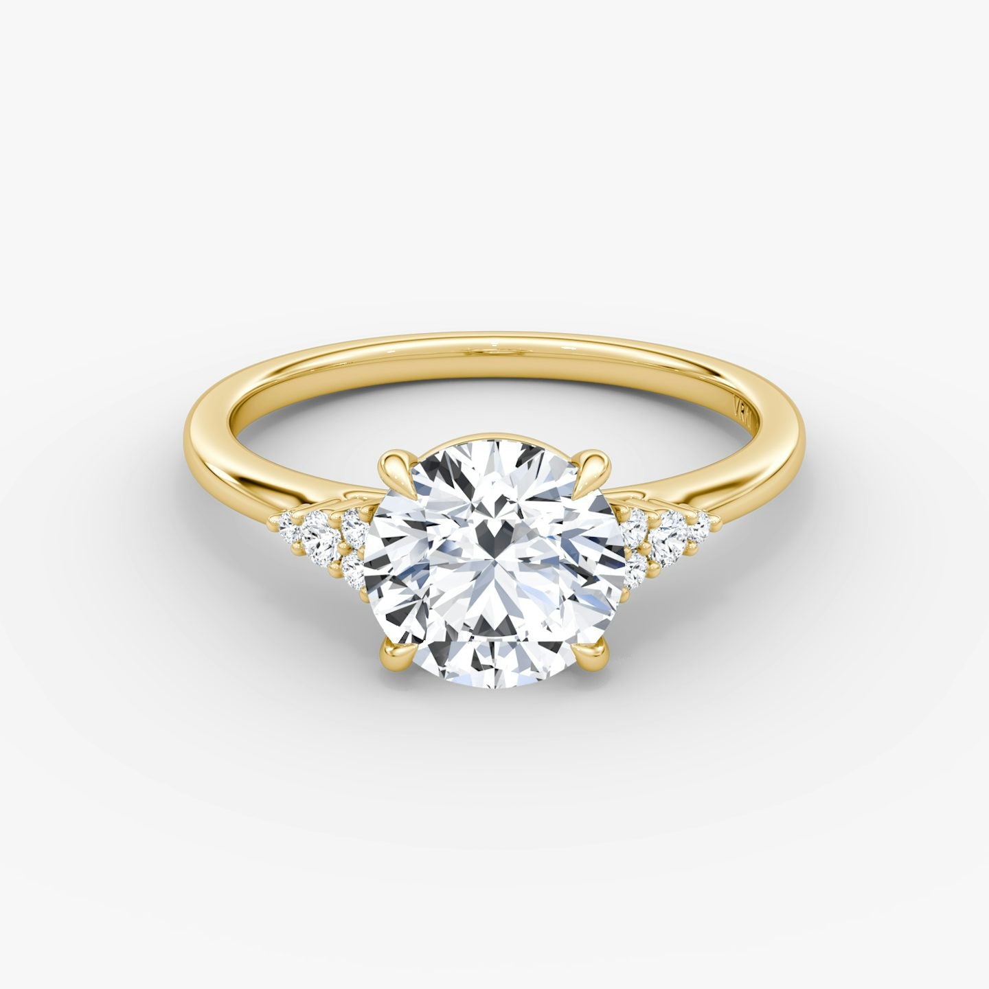 The Side Cluster Cathedral Round Brilliant Engagement Ring