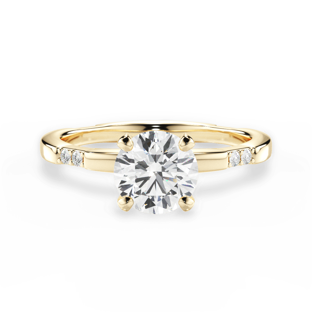 Round Cut Tapered Diamond Engagement Ring