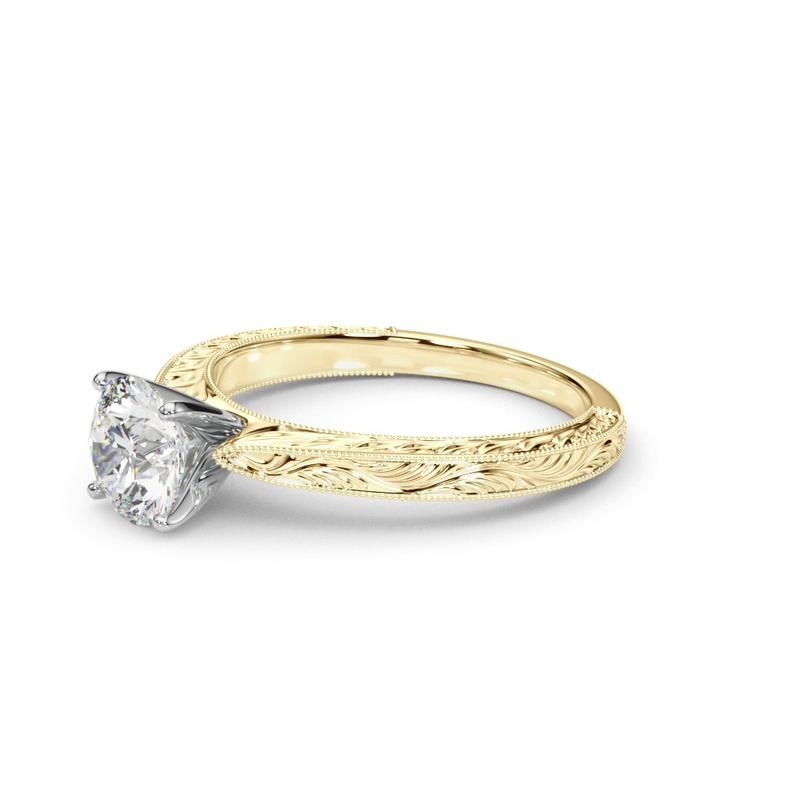 Vintage-Inspired Solitaire Engagement Round Ring