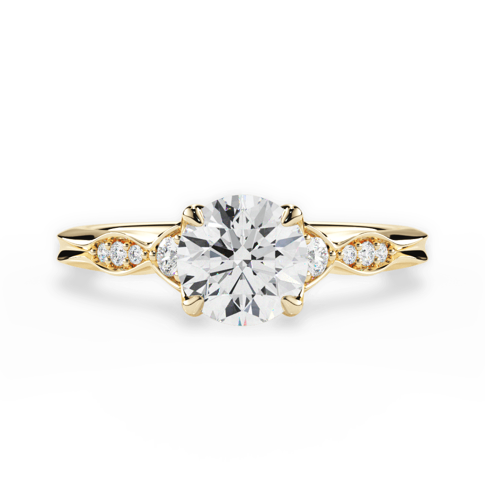Round Cut Vintage Diamond Accent Engagement Ring