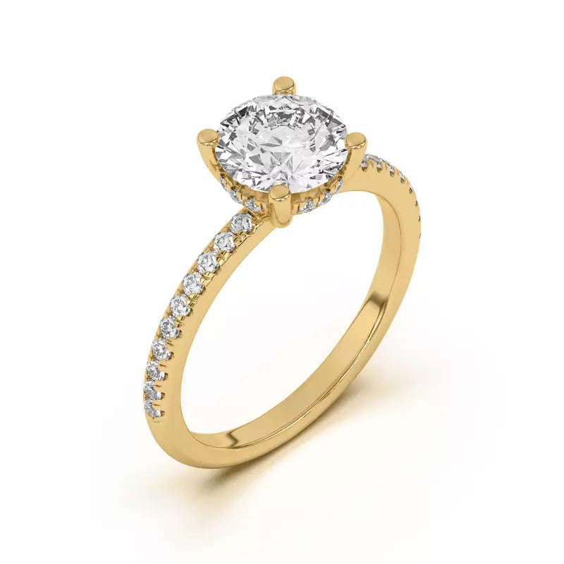 Classic Hidden Halo Pavé Round Engagement Ring