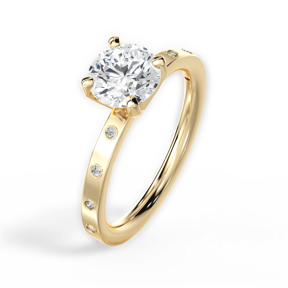 Round Cut Diamond Band Engagement Ring