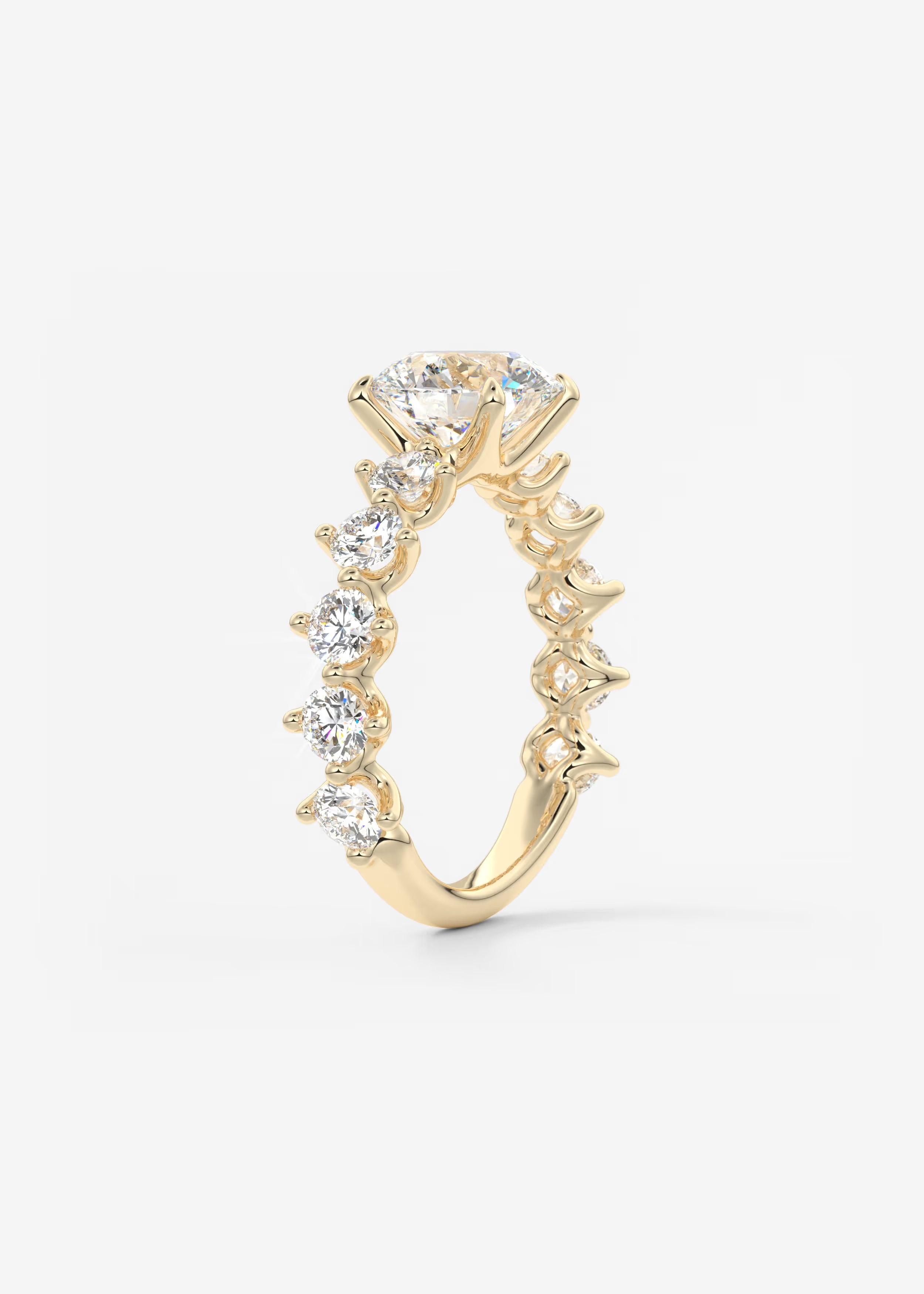 Round Diamond Engagement Ring with Mixed Shape Eternity Band