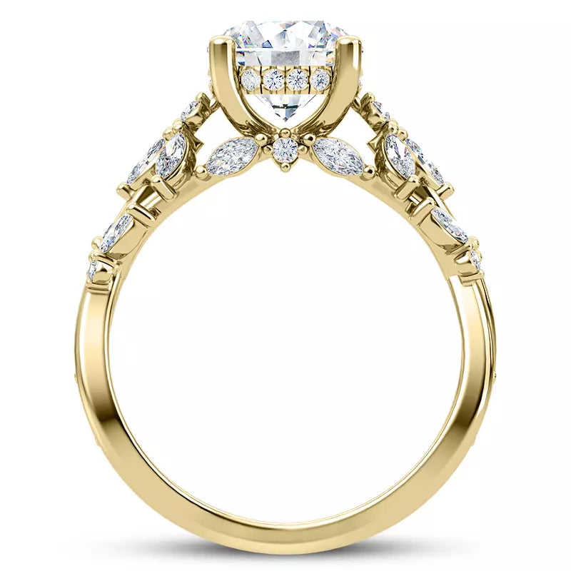 Butterfly And Bee Vine Twist Round Engagement Ring