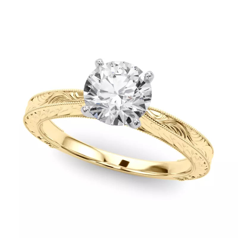 Vintage-Inspired Solitaire Engagement Round Ring