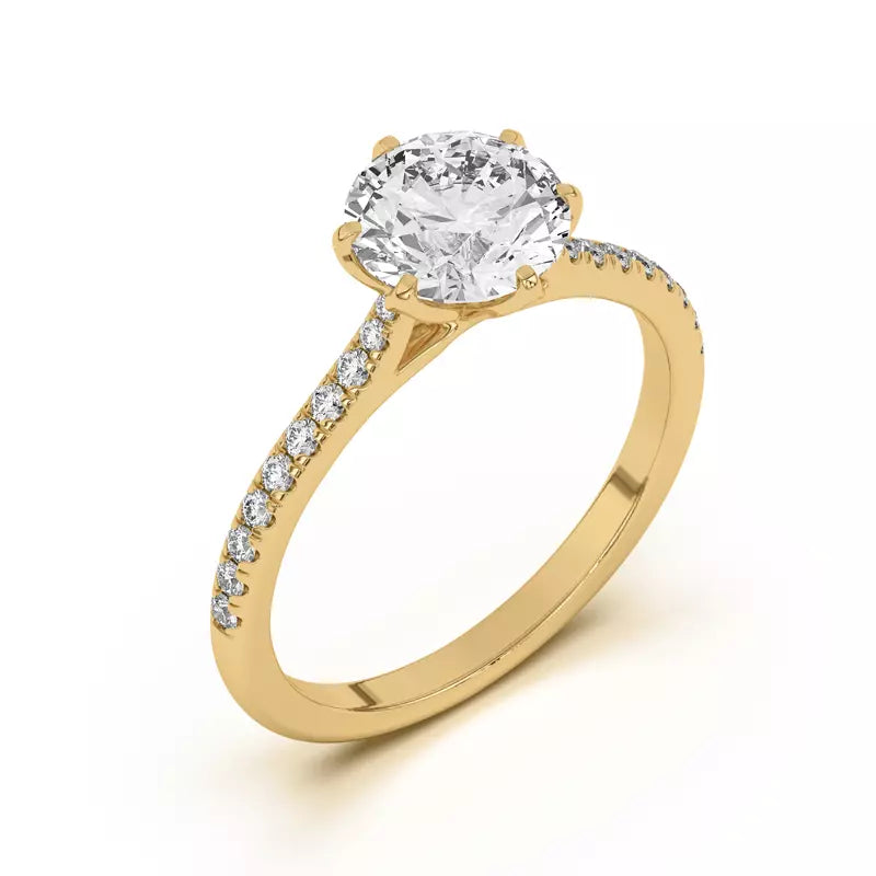 Tulip Inspired 6 Prong Round Engagement Ring