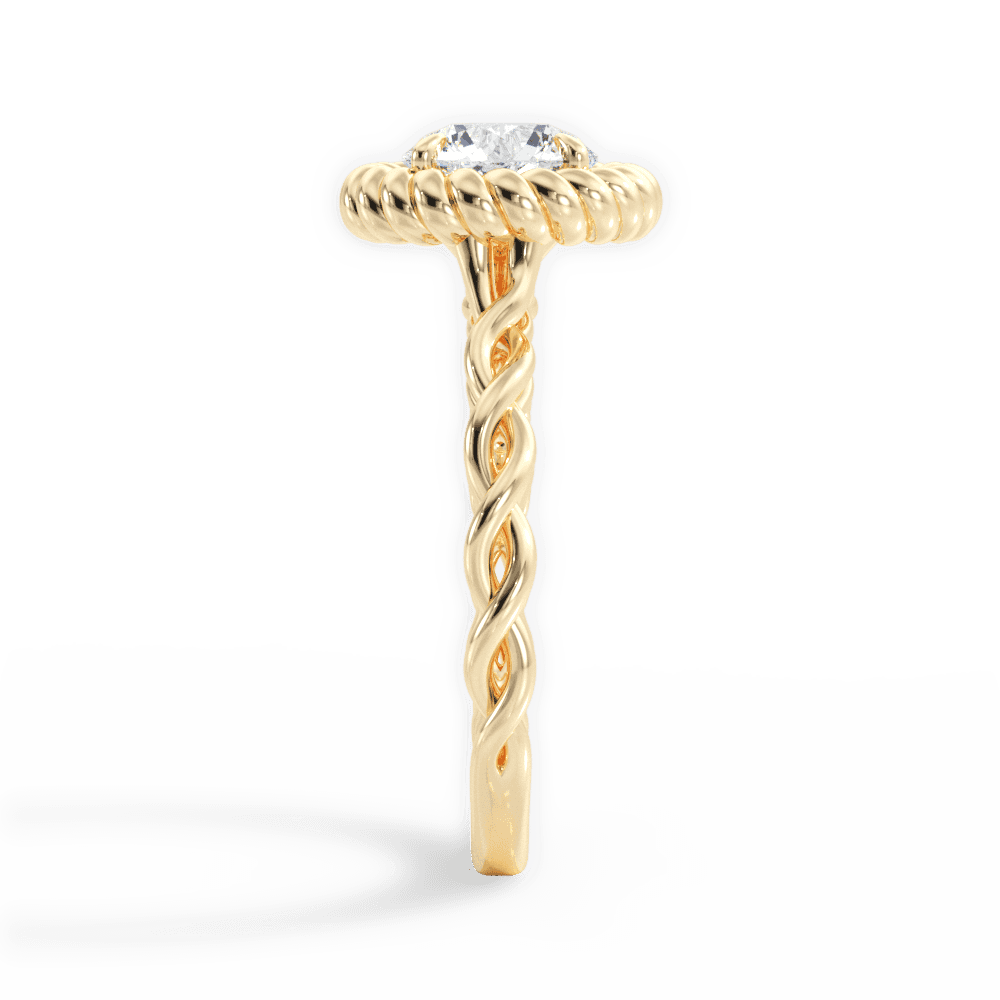 Round Cut Twisted Halo Engagement Ring