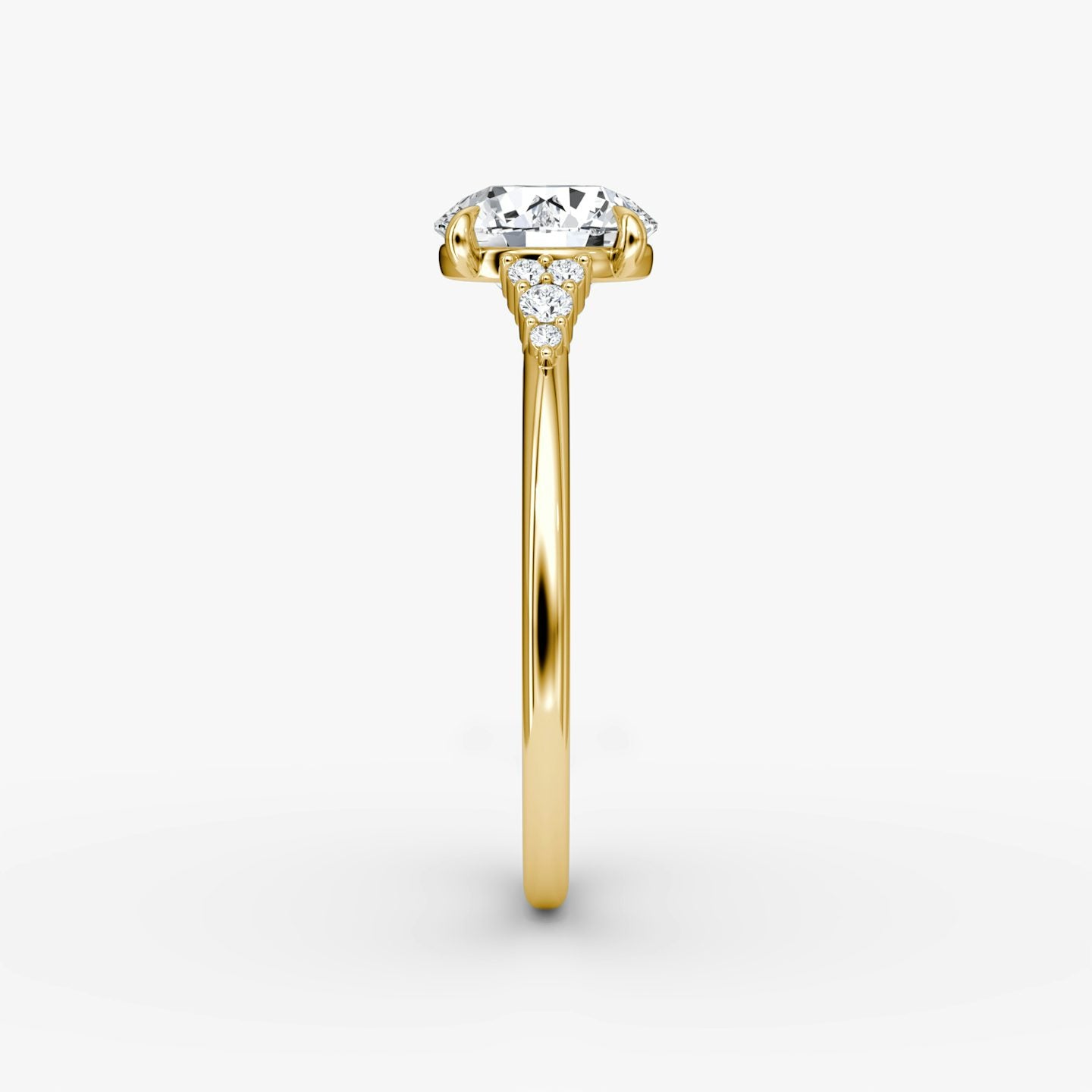 The Side Cluster Cathedral Round Brilliant Engagement Ring