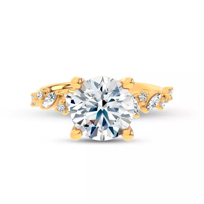 Scattered Diamond Round Engagement Ring