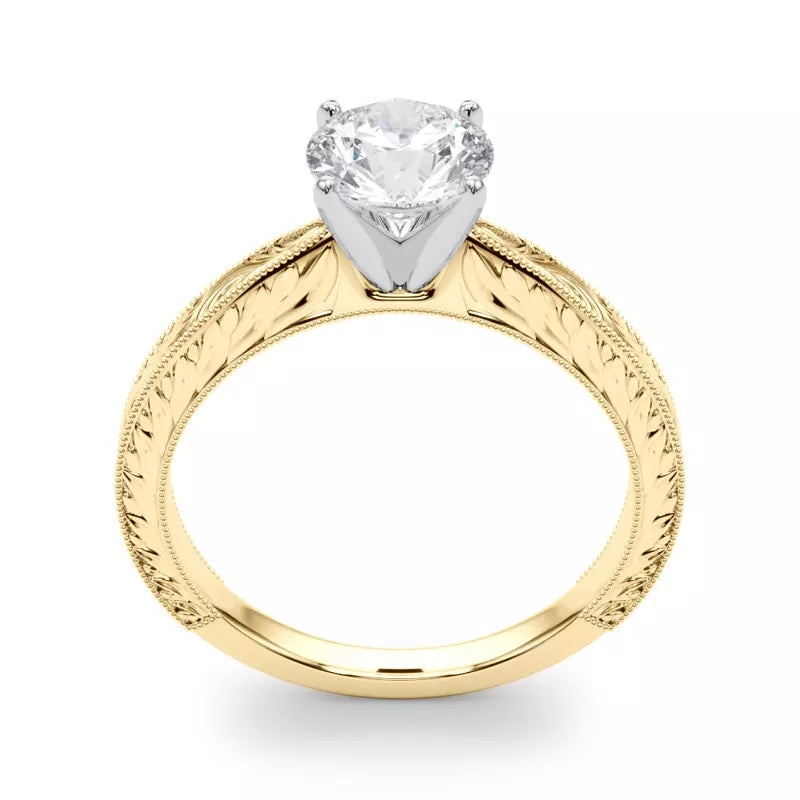 Vintage-Inspired Solitaire Engagement Round Ring