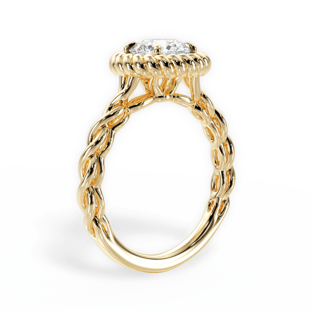 Round Cut Twisted Halo Engagement Ring