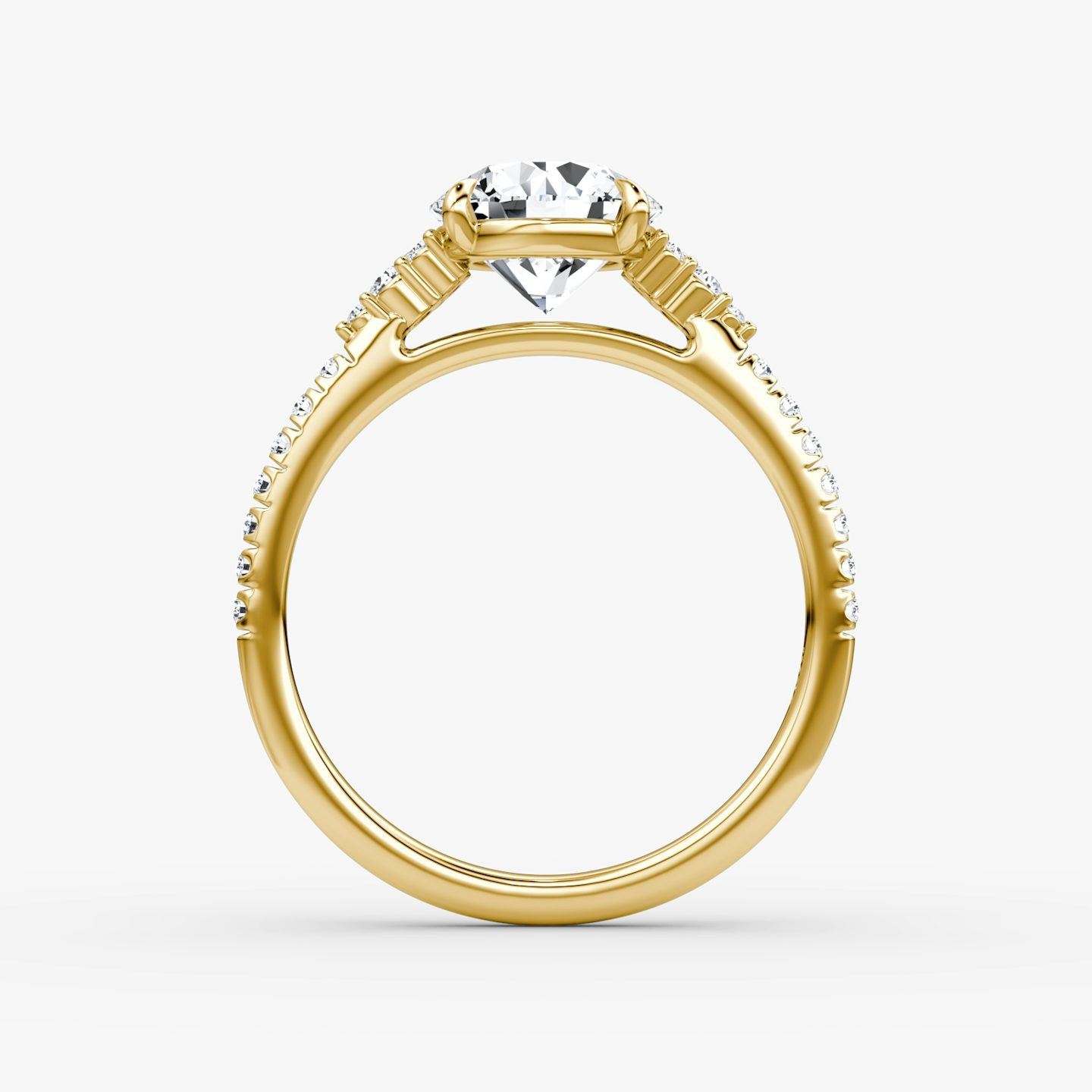 The Side Cluster Cathedral Round Brilliant Engagement Ring
